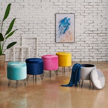 [솔직한가격] A7291 벨벳 원형 수납스툴 블랙 5colors가구전문점 빠른대응, 핑크
