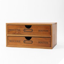 인테리어 빈티지 미니 2단 서랍장 원목 나무 서랍함 우드 소품 정리함 보관 24.5x17cm, 상세 참조, 상세 참조
