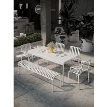 업소용 야외용테이블세트 6인용철재의자 전색상 카페 마당 정원 베란다 테라스용 정원펜션가구 티테이블, 1.4m