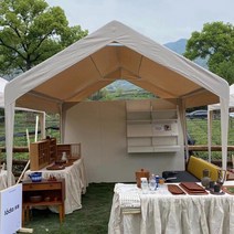 3m 야외 행사용 판매 그늘막 방수 천막 창고 농막 가제보 접이식 야외 판매 매대 포장마차 차고, 레드