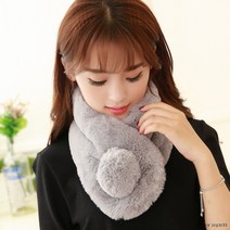 토끼털 그레이 겨울 선물 넥워머 숄 페이커퍼 목도리 스카프 남녀공용 여자 커플 머플러