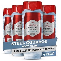 Old Spice Hydro 바디 워시 Hardest Working Collection 스틸 용기 473.5 g (16 온스) (4팩), Steel Courage Scent, 4개