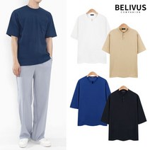 빌리버스 남자 반팔티 BCM030 브이 슬릿 기본 무지 티셔츠