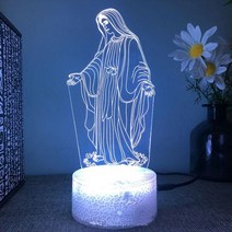 예수 3d led 램프 침실 야간 조명 액션 기독교 그림 아바타 성경 축복 처녀 방 장식 선물 루스, 06+Crack base 16colours