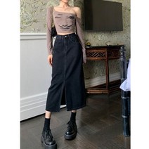 트임미디스커트 클래식 작은 거대함 입기 좋은 의 반신 청스커트 여성 극 키커 보이는 랩스커트 힙랩 4997878523