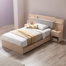 미쉘 LED 수납 슈퍼싱글침대(독립매트리스), 메이플