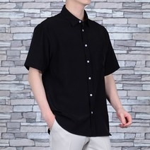 타운클로 남성용 여름스판 세미 오버핏 컬러 반팔 셔츠