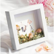 관액자 표구액자 입체 말린 꽃 프레임 DIY 보존 수제 재료, 화이트