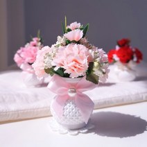 납골당꾸미기 미니 조화 화분 봉안당장식 미니어쳐 꽃다발 성묘꽃 추모 카네이션, 블루밍피치