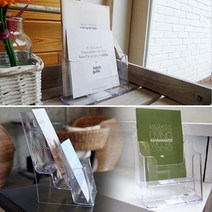 카달로그 브로셔 꽂이 A5 쇼케이스 전단지 리플렛 홍보물 팜플렛 아크릴 메뉴판 테이블스탠드, 2단