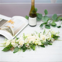 플라워 갈란드 라피아 세팅 50cm 조화 센터피스 장식, 크림