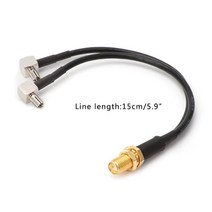 y 유형 SMA 여성에서 2 x TS9 남성 플러그 스플리터 결합 돼지 케이블 RG174 15C, 은, 01 Silver