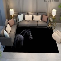 특이한 러그 인테리어 3d 검은 말 카펫 아트 동물 지역 대형 거실 실내 침실 장식
