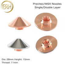 Precitec WSX 싱글 더블 레이어 직경 28mm 구경 0.8-5.0mm P0591-571-0001 파이버 레이저 커팅 헤드 용 BRH 레이저 노즐, Double Layer, 1.0mm