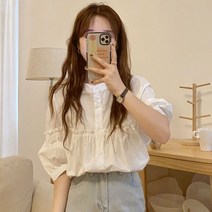 김비서블라우스 블라우스 봄 왕리본 곱창 여름 벌룬 5 6 월 결혼식 하객룩