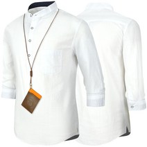 [95-120] 7부셔츠 반오픈 화이트 남자 헨리넥 남방 차이나 카라 남성 빅사이즈