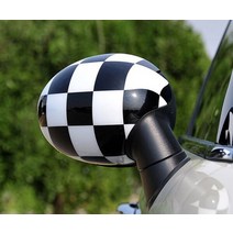 미니쿠퍼 엠블럼 고뱃지 2pcs kk 자동차 백미러 스티커 bmw mini cooper clubman countryman peaceman r55 r56 r57 r58 r59, 화이트 블랙