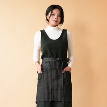 3초쿨 카페 하프 앞치마 고급형 바리스타 에이프런, 줄무늬