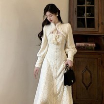 레이스 블라인드 드레스 가을 겨울 고급 스타일 롱 스커트 독특한 허리 멋진 치마 하이 레벨