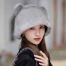 밍크털모자 밍크 고양이 귀마개 겨울 보온 패션 귀여운 밍크모자 중년여성모자