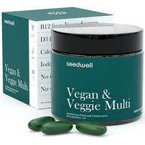 멀티비타민 철분 없는 Seedwell 비건 종합 비타민 - 60 캡슐 D3 B12 B6 amp면역 지원 뼈 amp뇌 건강 천연 글루텐 프리 유전자 변형 성분 없음, [01] 철로