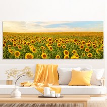[당일발송!] 황금빛 재물운 해바라기 와이드 그림 프리미엄 캔버스액자 복들어오는 풍수그림 개업선물 부모님선물 집들이 축하선물 부자인테리어, 캔버스L형액자 소형 (106x40cm)