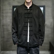 가을과 겨울 당나라 정장 재킷 남성 사슴 가죽 벨벳 재킷 복고풍 스타일 hanfu 명상 정장 중국 스타일 버튼 탑