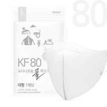 다나마스크 KF80 뉴 다나 온숨 쿨 컬러마스크 대형/중형/소형, 흰색, 100매, 대형