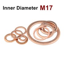 동 와샤 구리 플랫 와셔 M17 씰 가스켓 내경 17mm 씰링 링 얇은 시트 T3 적색 구리 와셔, 13 17x24x1.5 (20Pcs)