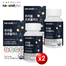 [오늘발송]내츄럴플러스 트리플 프로폴리스 2박스 2개월분 식물성캡슐 플라보노이드 항산화 구강항균 효능 그린+레드+브라운 프로폴리스 120캡슐