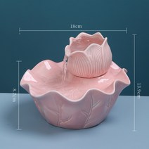 도자기 실내 미니 분수 인공 폭포 분수대, 플러그, 연잎 - 핑크