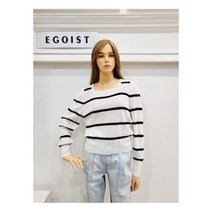 [에고이스트] W몰 스퀘어넥 스트라이프 볼륨 니트 EN1JK203