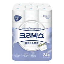 크리넥스 천연펄프 데코앤소프트 에어엠보싱 도톰한 3겹 30M 24롤 비데사용가능, 1팩