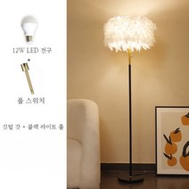 깃털 플로어 램프 현대 간단한 침실 침대 옆 먹이 북유럽 그물 유명인 공주 방 거실 아름다움 테이블, D