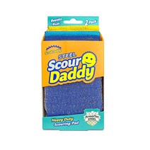 Scrub Daddy 스틸 수세미 패드 - Scour Daddy 스틸 - 접시 냄비 팬 및 그릴용 스테인리스 스틸 수세미 패드 주방 및 욕실용 스크러버 따뜻한 물에서 부드러