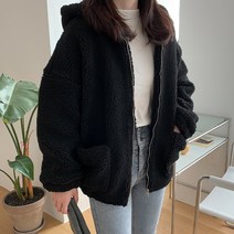 타니즈 노티 겨울 오버핏 후리스 여성 뽀글이 후드집업