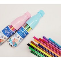 쏠라키즈 KC인증 수성싸인펜 12색 싸인펜 케이스포함 어린이미술도구, 블루 12색