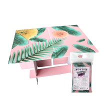 베리구즈 휴대용 감성캠핑 용품 접이식 초경량 박스 테이블 피크닉 체어, 폴더블 미니 테이블-핑크야자(비닐백포함)