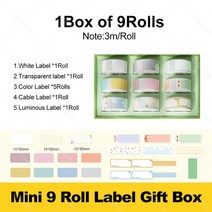 휴대용 라벨링 마킹기 라벨 메이커 테이프 NIIMBOT D11 D110 인쇄 용지 기계 교체용 내유성 방수 찢어짐 방지, 8.9Rolls Gift Box