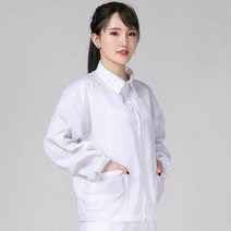 Ogfaour 여름작업복상의 제전분체복 화이트지퍼 쇼트 워크 가을 방진복 무진복 제전복 정전기 방지, 화이트 상의_XXL, 1개