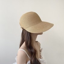 올리비아 밀짚 라탄 모자 봄 여름 라피아 플로피 햇 2컬러