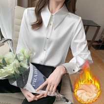 화이트 기모 시폰 셔츠 커리어 가겨울