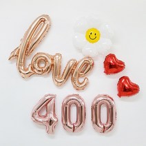 데이지 러브 하트 100일 기념일 은박풍선 세트, 1세트, 400일