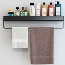 무타공 욕실선반 화장실 수건 선반 정리대 거치대 세면대 알루미늄, 블랙, 40cm, 포함, 1개