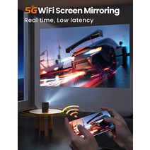 미니 프로젝터 FATORK 5G WiFi DLP 스마트 휴대용 영화 전화 1080P HD 지원용 포켓 몬스터 야외 무선 비디오 여행 단거리 투사 iOSAndroidHDMIUSB와, [01] 1080P 지원