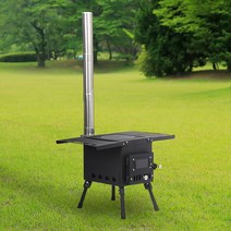 야외화목난로 캠핑난로 접이식 화목난로 내열창 57.5X46CM