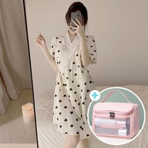 골프샤워가운 하트 레이스 로브가운 홈가운 목욕가운, 하트레이스 로브가운, 투명워시파우치_핑크