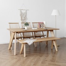 오크 L1형 식탁/테이블 세트 : 화이트오크 1800, 없음