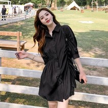 롱셔츠+밴딩팬츠 여름 투피스 롱 반팔 여성 블라우스
