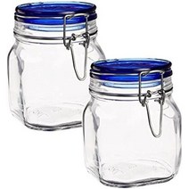 Bormioli Rocco Fido Collection 2팩 74.6ml(25¼온스) 식품 보관 유리병 밀폐 고무 씰 및 유리 뚜껑 스테인리스 와이어 클램프 포함 이탈리